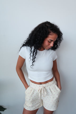 Vintage Flower Drawstring Shorts