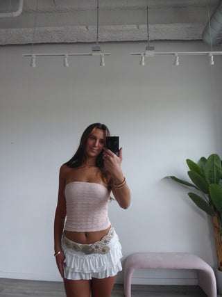 Blush Pink Lace Tube Top