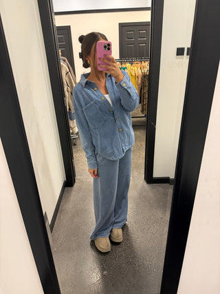 Denim Blue Wide Leg Sweats