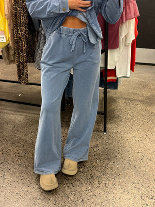 Denim Blue Wide Leg Sweats