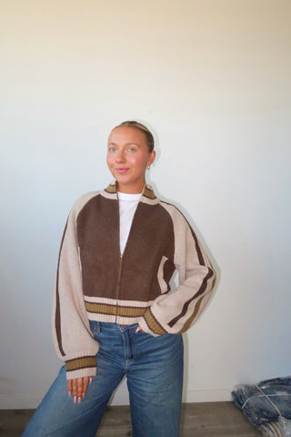 Zip Up Sweater With Star Accent