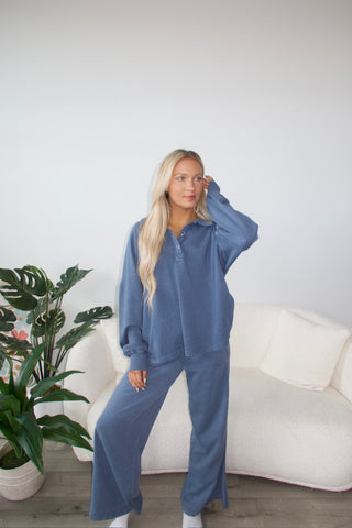 Deep Sea French Terry Henley Sweatshirt