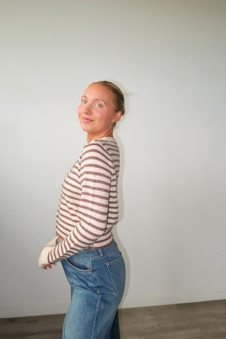 Mocha Stripe Button Down Cardigan