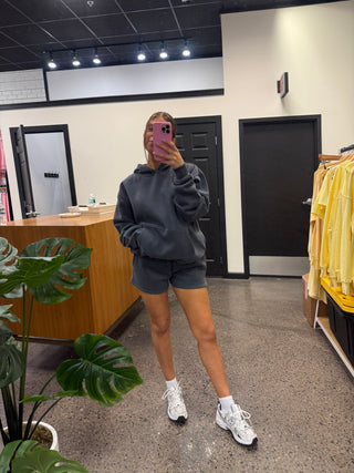 Steel Grey Staple Mid Rise Shorts