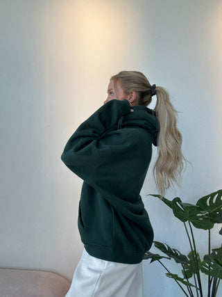 Dark Green Core Fleece Loose Fit Hoodie