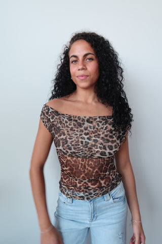 Leopard Off The Shoulder Top