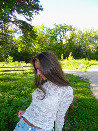 Cream Mesh Long Sleeve