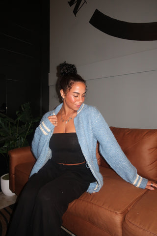 Après Light Blue Zip Up Cardigan