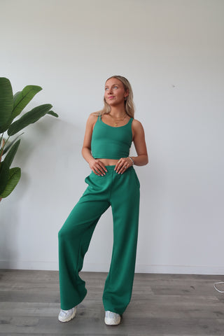 Modal Green Flowy Side Stripe Track Pants
