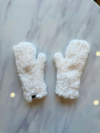 Ivory Fur Convertible Mittens
