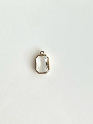 Irregular Octagon Transparent Gem Charm (Gold)