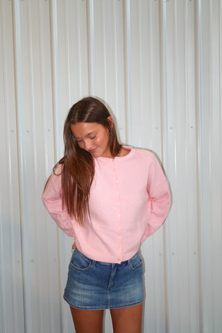 Baby Pink Button Down Cardigan
