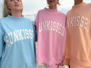 Papaya Orange Varsity Sunkissed Embroidered Mockneck Sweatshirt