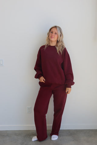 Black Cherry Staple Wide Leg Sweatpants