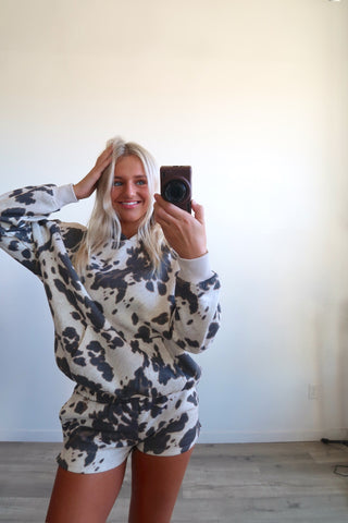 Cow Print Sweat Shorts
