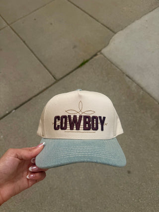 “Cowboy” Trucker Hat - Denim Blue & Natural
