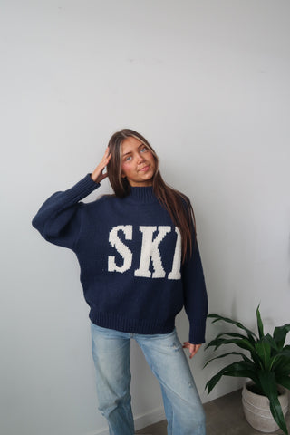 Navy & White Ski Knit Sweater