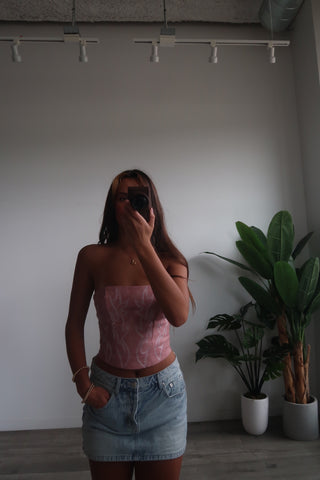 Blush Strapless Lace Up Corset