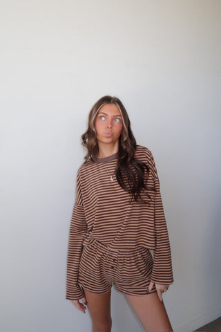 Cozy Brown Striped Long Sleeve
