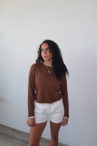 Chocolate O-Neck Pullover Sweater