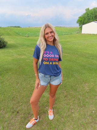 Navy Drink On A Boat Tee