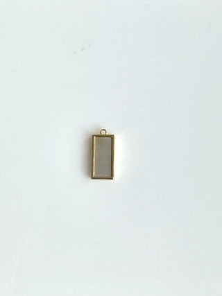 Gold & Pearl Rectangle Charm