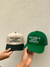 Load image into Gallery viewer, “Hot Girls Love Football” Trucker Hat
