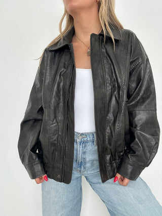 Dark Brown Faux Leather Jacket