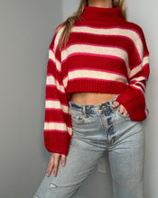 Load image into Gallery viewer, Cropped Turtleneck Stripe Sweater
