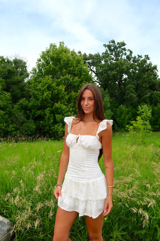 White Mini Dress w/ Tie Front