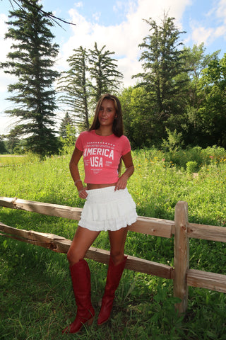 Vintage Red America Baby Tee