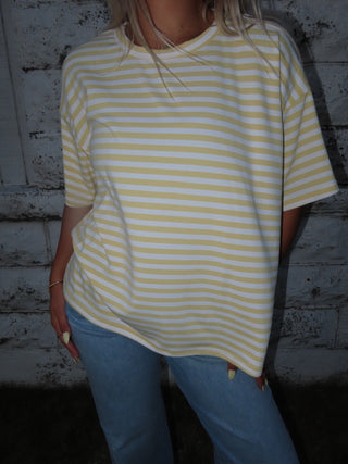 Yellow Short Round Neck Oversized Tee Shirt