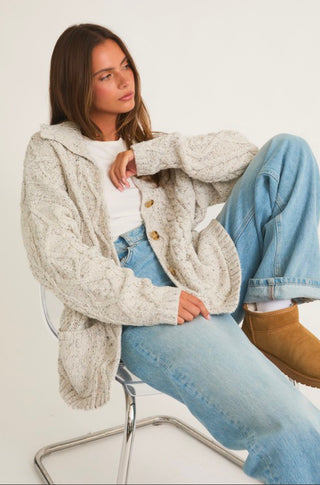 Oversized Cable Knit Cardigan Sweater