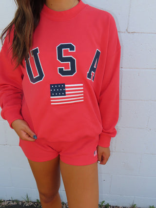 “USA” Long Sleeve Crewneck Oversized Sweatshirt