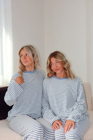 Dusty Blue Striped Lounge Pants