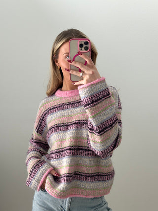 Pink Pastel Multicolor Pullover Sweater