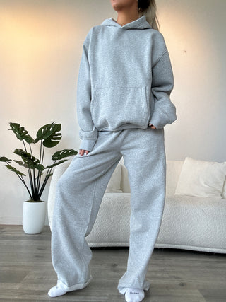 Long Light Heather Grey Staple Wide Leg Sweatpants