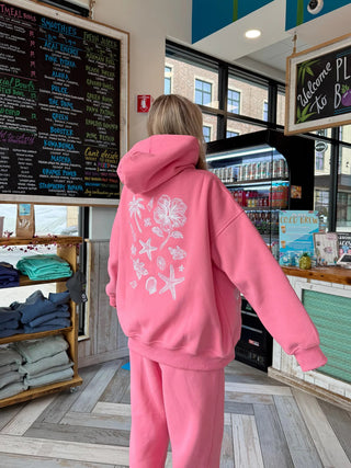 Pink Tropical Embroider Hoodie