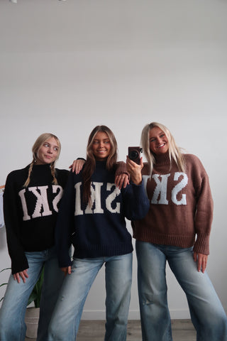 Black & Pink Knit Ski Sweater