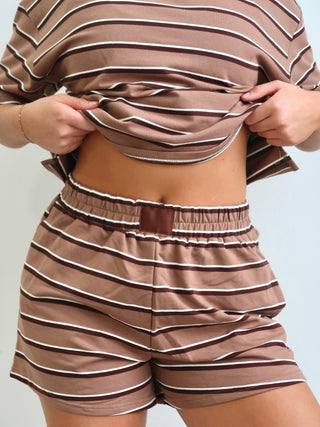 Brown/Espresso Striped Lounge Shorts