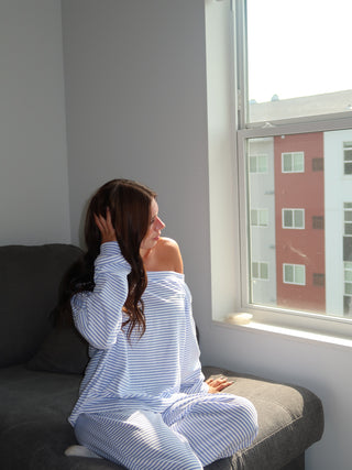 Light Blue and White Striped Top