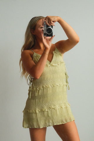 Light Sage Textured Mini Dress