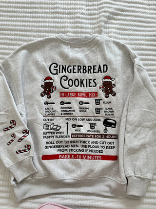 Grey Gingerbread Recipe Embroider Crewneck