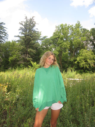 Green Striped Round Neck Sweater