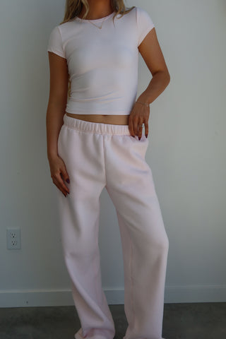 Pale Pink Staple Long Wide Leg Sweatpants