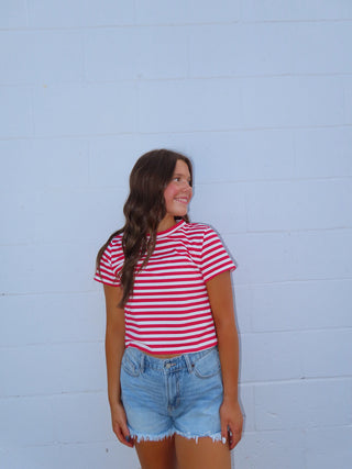 Red Stripe Short Sleeve T-Shirt