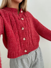 Load image into Gallery viewer, Red Cardigan Sweater
