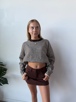 Cream & Brown Striped Sweater