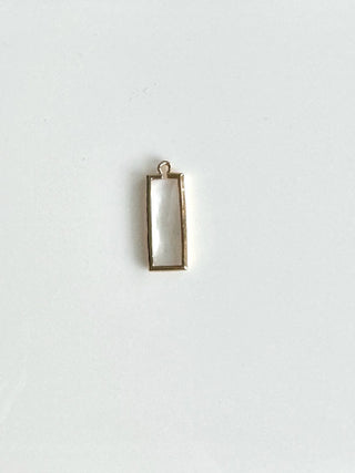 Rectangle Transparent Gem Charm (Gold)