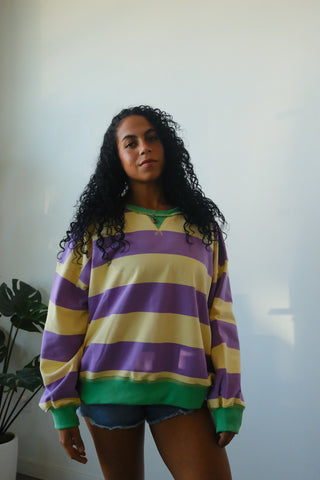 Oversized Colorblock Stripe Sweatshirt